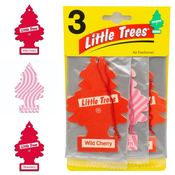 3 X Magic Tree Little Trees Car Air Freshener Wild Cherry Bubblegum Strawberry