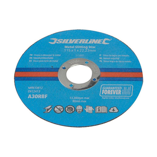 Silverline Metal Slitting Discs 10pk 115 x 1 x 22.23mm Silverline  - Dynamic Drive