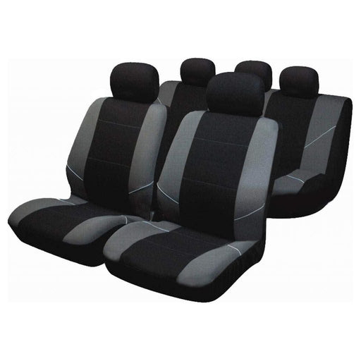 Black/Grey Full Set Front & Rear Car Seat Covers for Universal Fit UKB4C  - Dynamic Drive