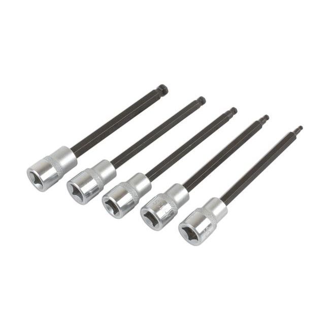 Laser Long Ball End Hex Socket Bit Set 3/8"D 5pc 6765