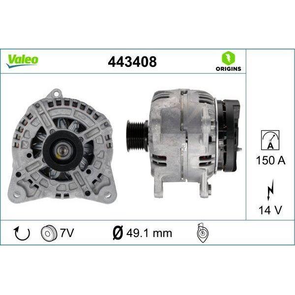 Valeo Alternator 443408 Automotive Part fits Renault Valeo  - Dynamic Drive