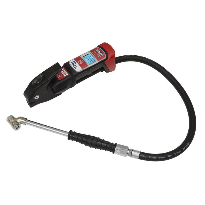 Sealey Premier Anodised Digital Tyre Inflator with Twin Push-On Connector