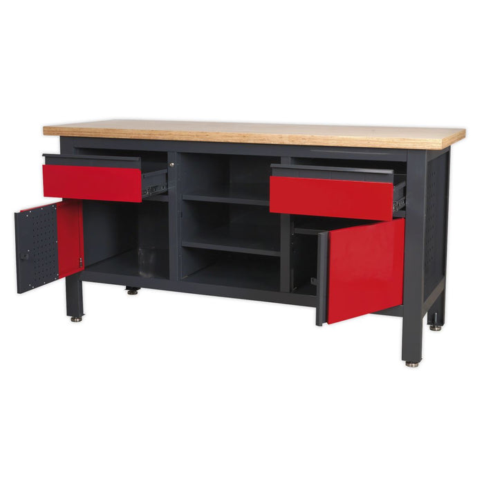 Sealey Workstation with 2 Drawers 2 Cupboards & Open Storage AP1905A Sealey  - Dynamic Drive