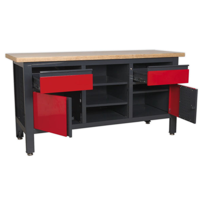 Sealey Workstation with 2 Drawers 2 Cupboards & Open Storage AP1905A Sealey  - Dynamic Drive