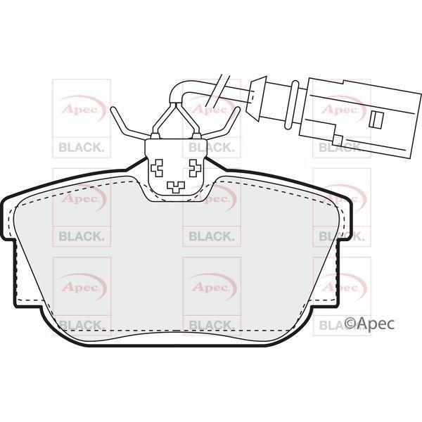 APEC Black Brake Pads (Rear) (R90) PAD1158B fits VW Transporter Transporter