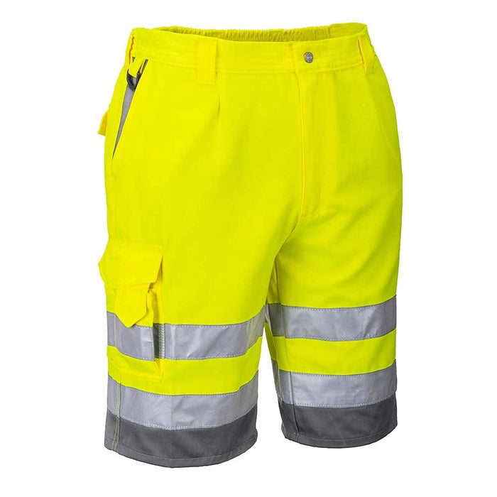 Portwest Hi-Vis Polycotton Shorts - Yellow/Grey - Large Portwest  - Dynamic Drive