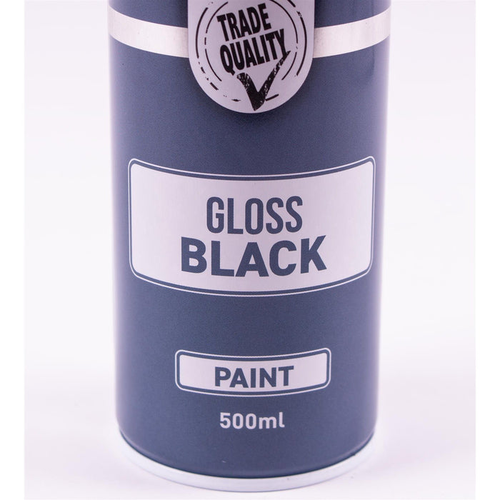 2x AUTOTEK Professional Gloss Black 500ml Spray Paint High Coverage Autotek  - Dynamic Drive