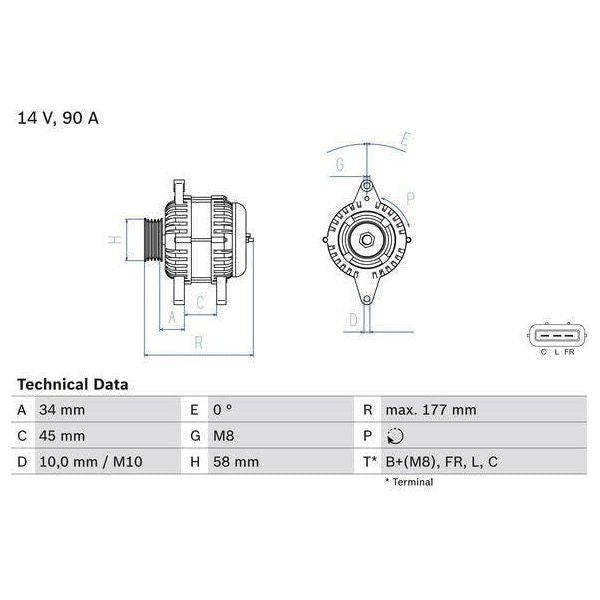 Bosch Reman Alternator 0986083380