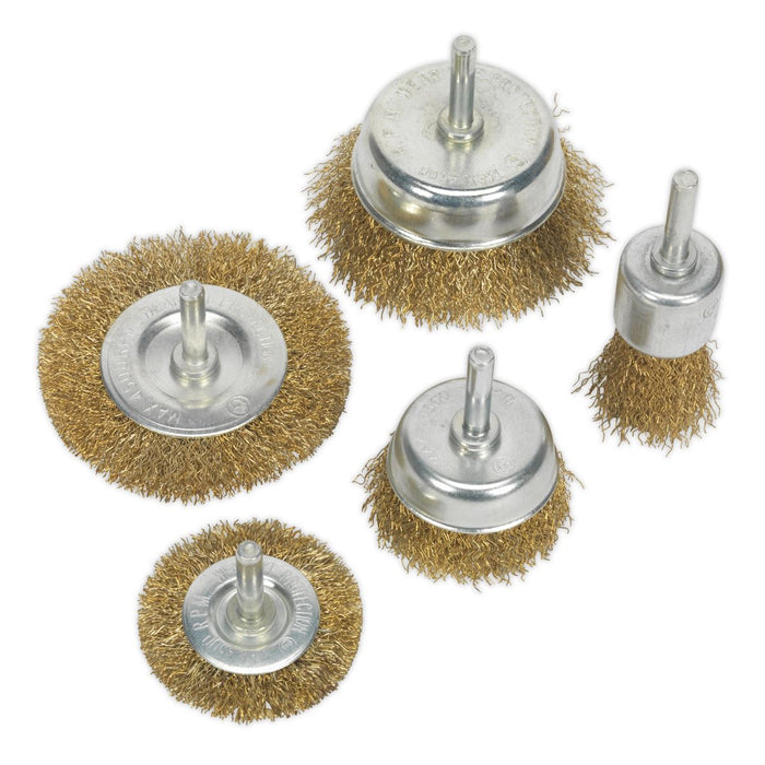 Sealey Wire Brush Set 5pc Brassed BWBS05 Sealey  - Dynamic Drive