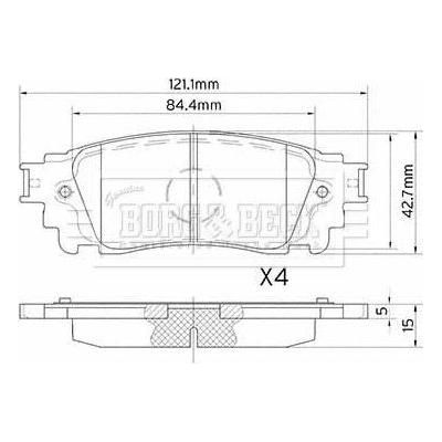 Genuine Borg & Beck Rear Brake Pads fits Lexus NX 200t300h 0714 BBP2559 Borg & Beck  - Dynamic Drive