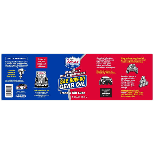 Lucas Oil 80W90 Gear Oil 3.79 Litres 10046 Lucas  - Dynamic Drive