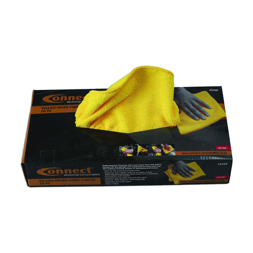 Connect Microfibre Yellow Cloths in Dispenser Box 20pc 35358 Tool Connection  - Dynamic Drive