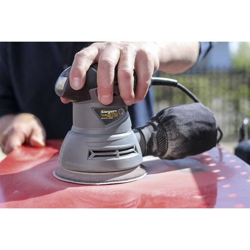 Siegen 125mm Dual Action Orbital Palm Sander 240W 230V Hook & Loop Backing Pad Sealey  - Dynamic Drive