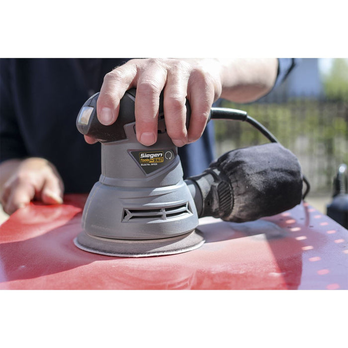 Siegen 125mm Dual Action Orbital Palm Sander 240W 230V Hook & Loop Backing Pad Sealey  - Dynamic Drive