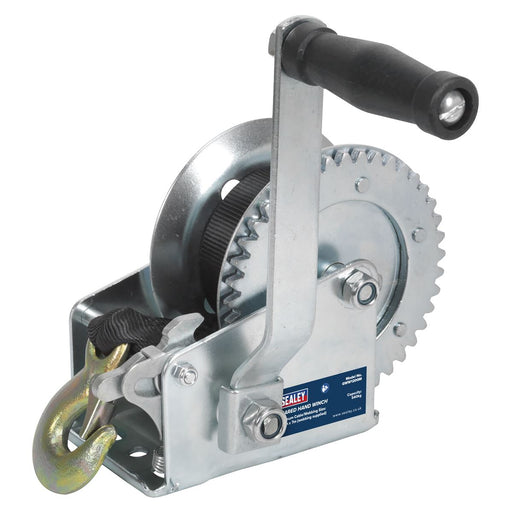 Sealey Geared Hand Winch 540kg Capacity with Webbing Strap GWW1200M Sealey  - Dynamic Drive