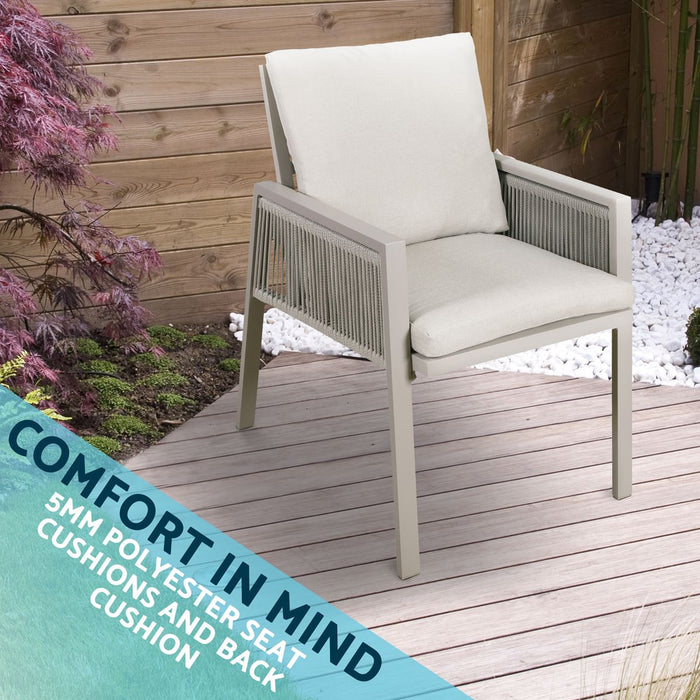 Dellonda Set of 6 Fusion Garden/Patio Dining Chairs with Armrests - Light Grey