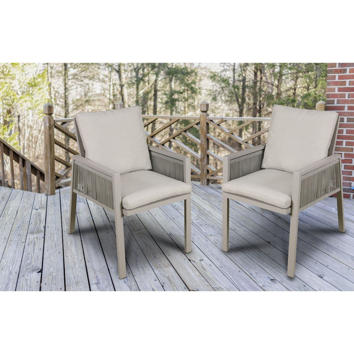 Dellonda Set of 6 Fusion Garden/Patio Dining Chairs with Armrests - Light Grey