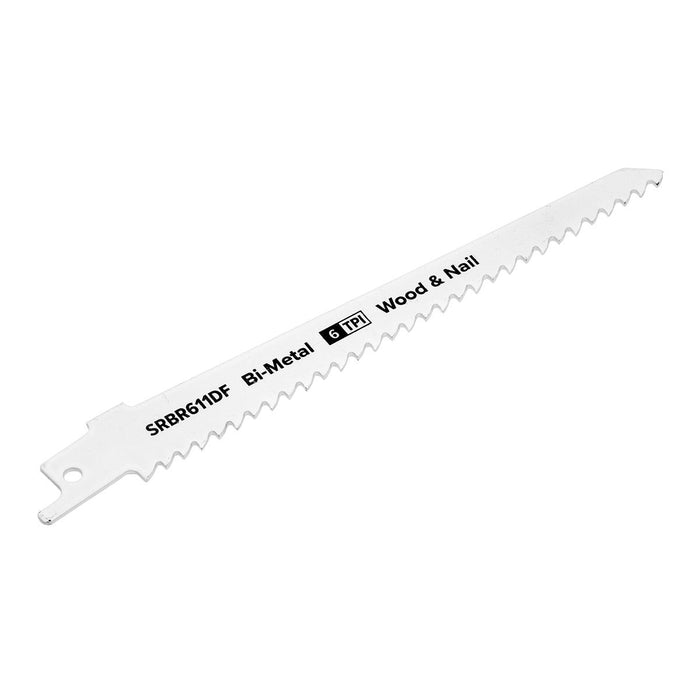 Sealey Reciprocating Saw Blade Wood & Nail 150mm 6tpi Pack of 5 SRBR611DF