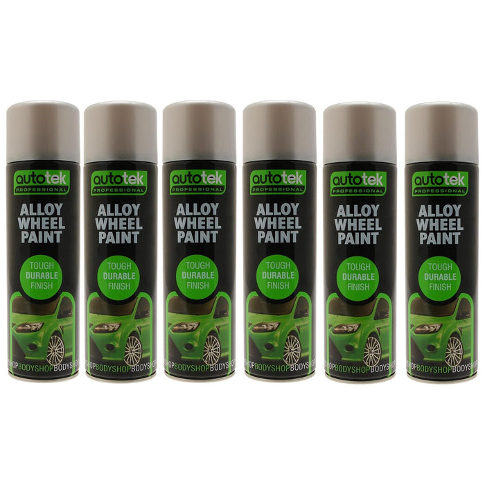 6x AUTOTEK SILVER ALUMINIUM Wheel Paint 500ml Spray Paint High Coverage Autotek  - Dynamic Drive