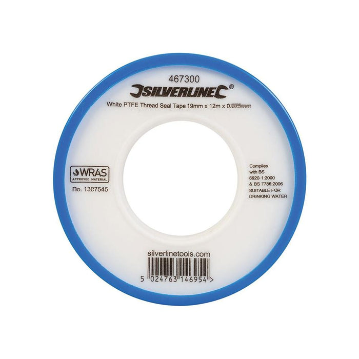 Silverline White PTFE Thread Seal Tape 10pk 19mm x 12m Silverline  - Dynamic Drive