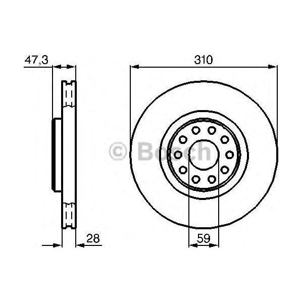 Bosch Brake Discs Pair fits Alfa Romeo 166 - 3.0 - 98-02 0986478669