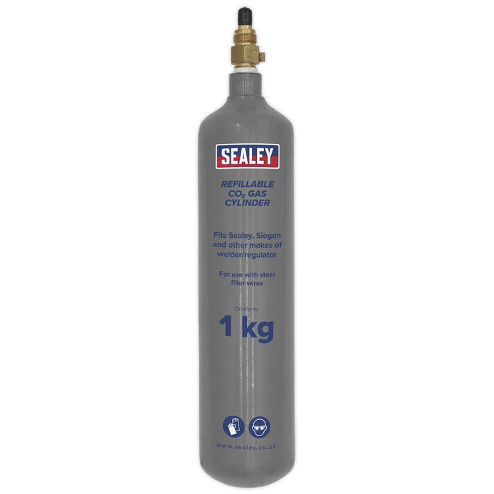 Sealey Gas Cylinder Refillable Carbon Dioxide 1kg CO2/1KG Sealey  - Dynamic Drive