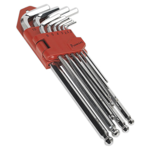 Sealey Ball-End Hex Key Set 10Pc Extra-Long Fully Polishe Sealey  - Dynamic Drive