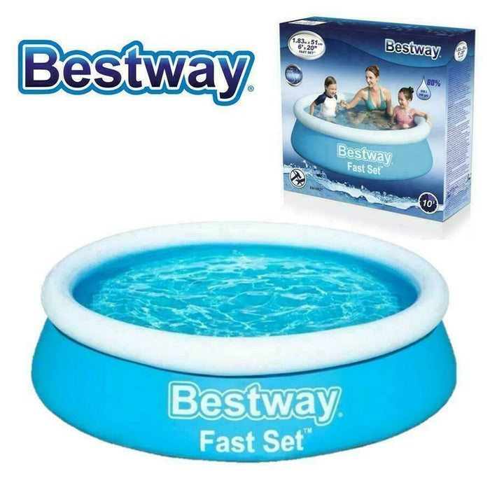 Bestway 6Ft X 20 inch Fast Set Swimming Pool Paddling Water Garden Fun Kids UK Camping And Leisure