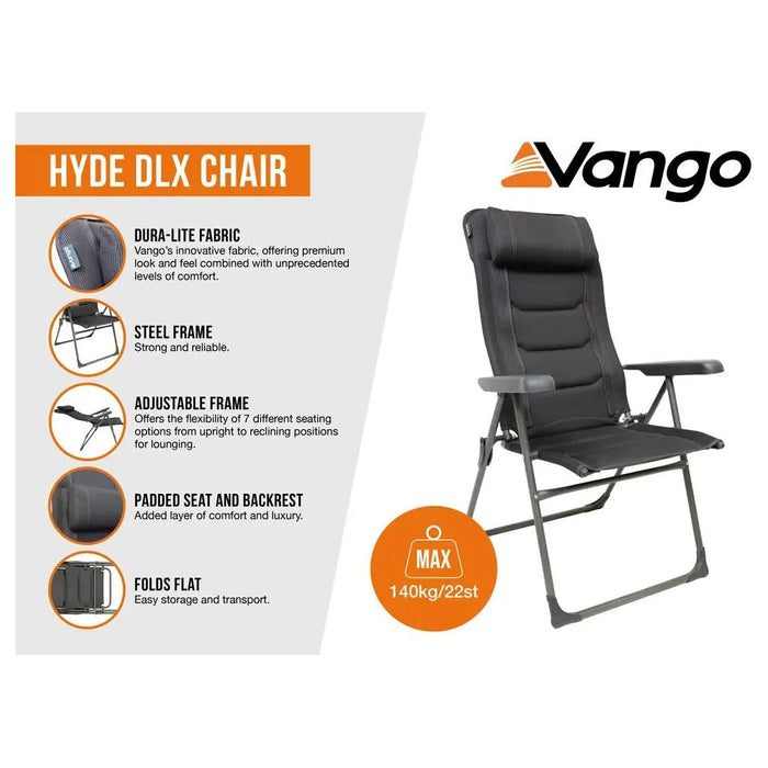 Vango Hyde DLX Grey Recliner Camping Chair Vango  - Dynamic Drive