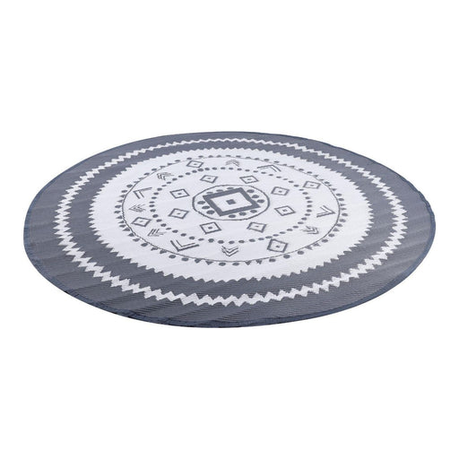 Outdoor Garden Rug Portable Mat for Decking Patio Round Grey/White 150 cm Dia Gardenwize  - Dynamic Drive