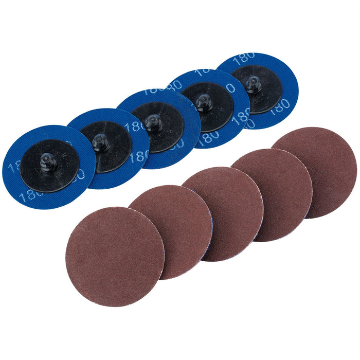 Draper Aluminium Oxide Sanding Discs, 50mm, 180 Grit (Pack of 10) 75612