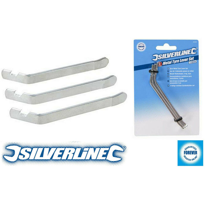 Silverline Metal Tyre Levers Removal Tool Cycling Bicycle Mountain Bike 3 Pieces