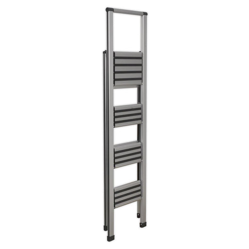 Sealey Aluminium Professional Folding Step Ladder 4-Step 150kg Capacity APSL4 Sealey  - Dynamic Drive