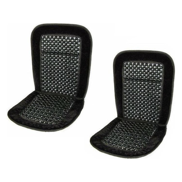 2x Car, Van & Lorry Massage Back Black Wooden Bead Beaded Seat Cover Cushion Streetwize  - Dynamic Drive