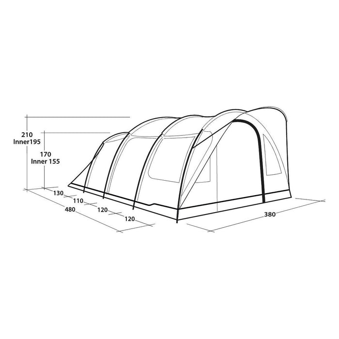 Outwell Sky 6 Tent 6 Berth Tunnel Tent 3 Bedroom Outwell  - Dynamic Drive