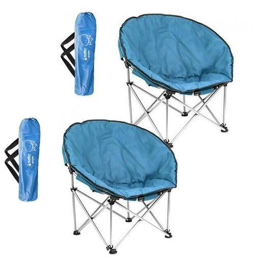 Blue Adult Bucket Camping Chair Padded High Back Folding Orca Moon Chair & Bag x2 Summit  - Dynamic Drive