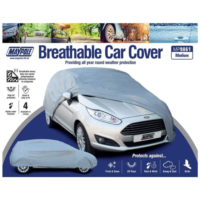 Universal Medium Full Size Waterproof Car Cover UV Protection Breathable Outdoor Maypole  - Dynamic Drive