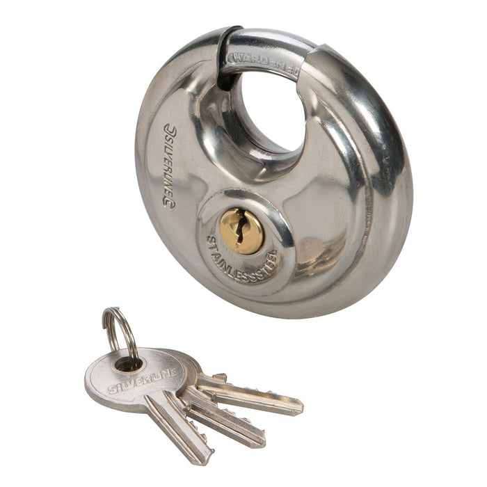 Silverline Stainless Steel Disc Padlock 70mm 292707