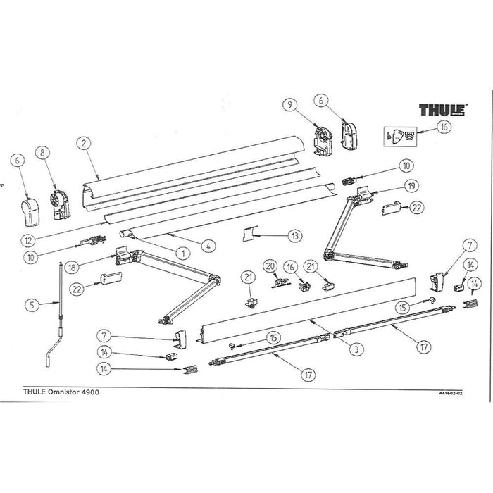 Thule Omnistor Caravan/Motorhome Awning LH & RH Leadrail End Plates To Fit 4900 Thule  - Dynamic Drive