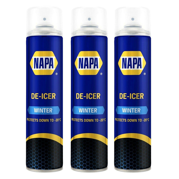 3 X Napa Car De-Icer Spray Melts Windscreen Ice Frost Aerosol Deicer 600Ml