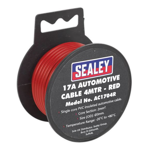 AUTOMOTIVE CABLE THICK WALL 17A 4M RED Sealey  - Dynamic Drive