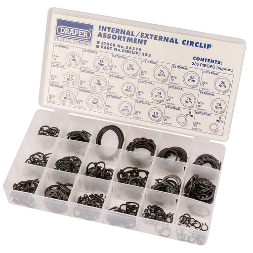 Draper 1x 285 Piece Internal and External Circlip Assortment Professional Tool Draper  - Dynamic Drive