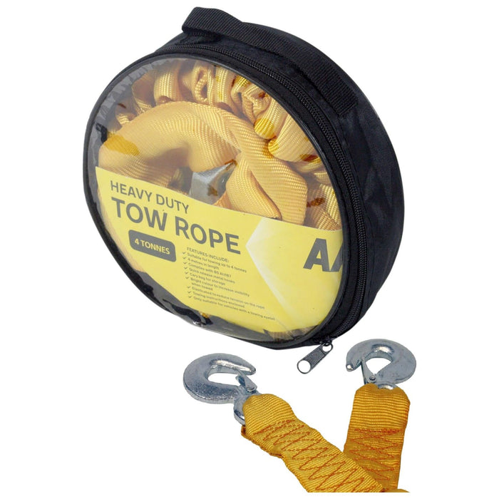 AA 4 Tonne 4 Metre Heavy Duty Strong Tow Rope Car Van Strap Elasticated Strong AA  - Dynamic Drive