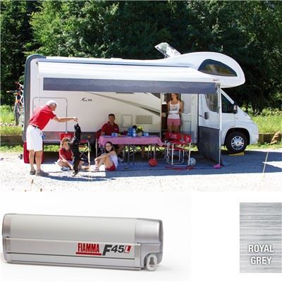 Fiamma F45 L Winch Awning Wind Out 500cm Titanium Case Royal Grey Fabric