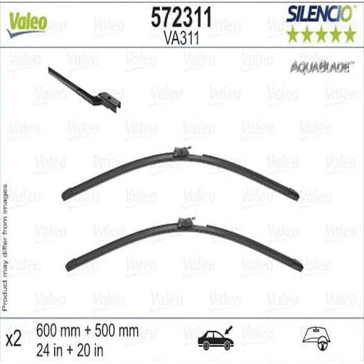 Valeo Wiper Blades Kit 572311 Automotive Part fits Volvo V60 Ii S60 Iii Unheated Valeo  - Dynamic Drive