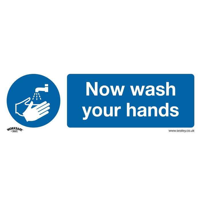 Sealey Mandatory Safety Sign Now Wash Your Hands Self-Adhesive Vinyl Pack of 10 Sealey  - Dynamic Drive