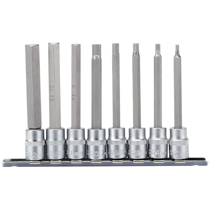 Draper Long Metric Hex. Socket Bit Set, 3/8" Sq. Dr., 100mm (8 Piece) 16286 Draper  - Dynamic Drive