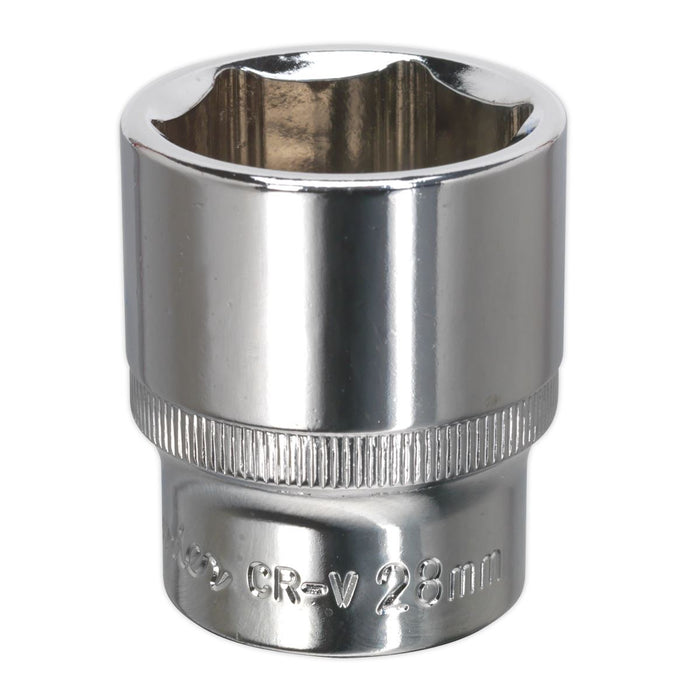 Sealey WallDrive Socket 28mm 1/2"Sq Drive Fully Polished SP1228