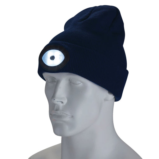 Draper Beanie Hat with Rechargeable Torch, One Size, 1W, 100 Lumens, Navy Blue Draper  - Dynamic Drive