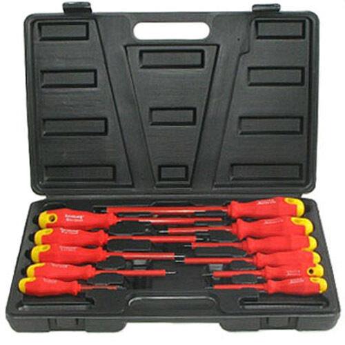 Silverline Screwdriver Set Slotted Phillips Electrician Insulated Soft Grip 11pc